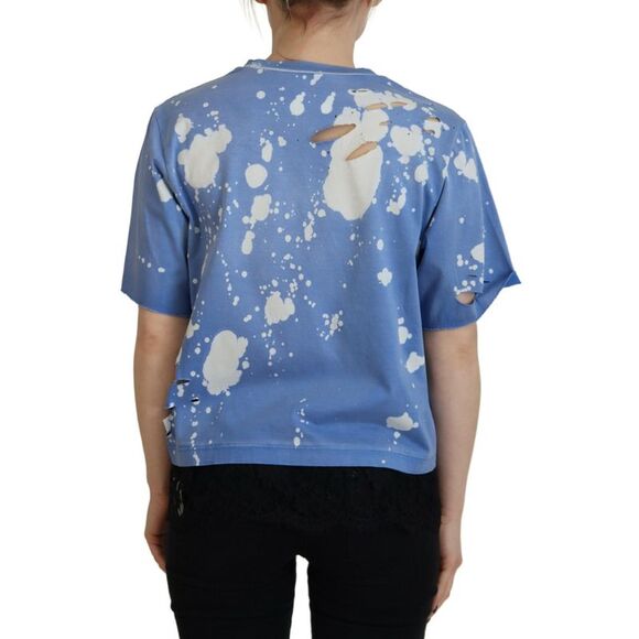 Dsquared² Blue Goth Gurl Print Black Lace Cotton Tee Women's T-shirt (Pre-Owned) - Picture 3 of 5